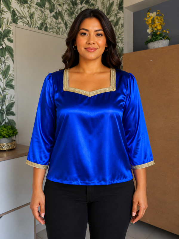 Haut satiné bleu roi