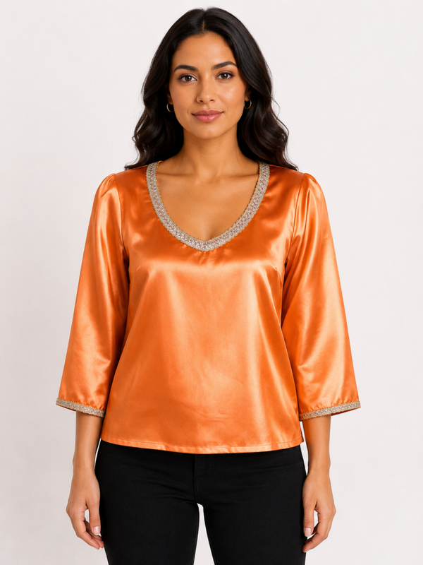 Haut satiné orange
