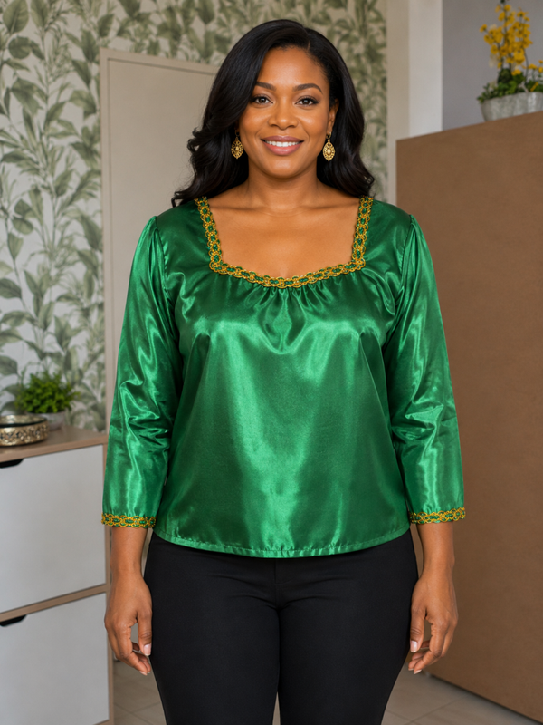 Haut en satin vert