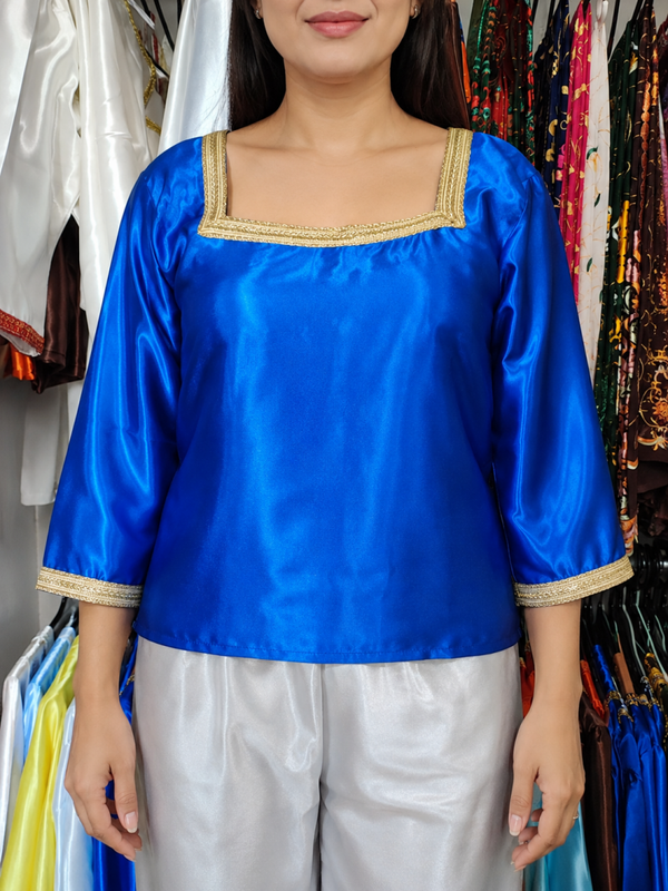 Haut satiné bleu royal