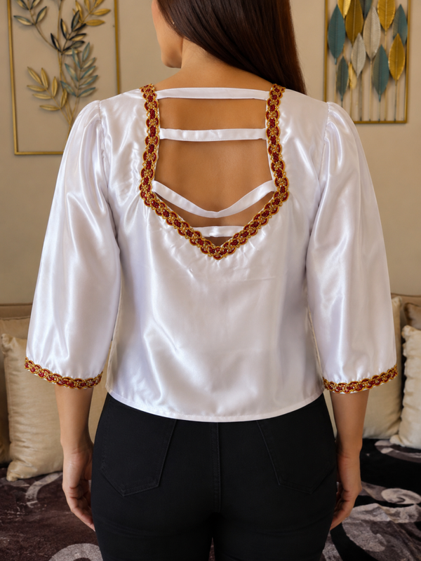 Haut satiné blanc