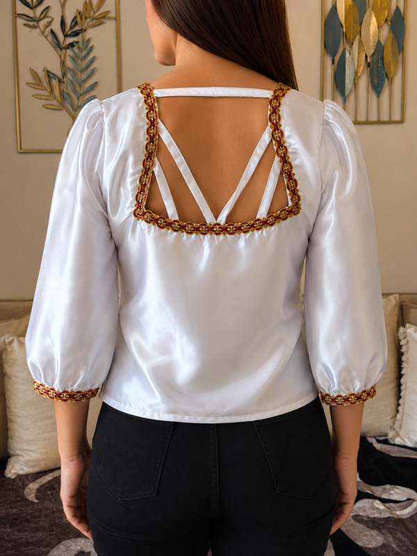 Haut satiné blanc