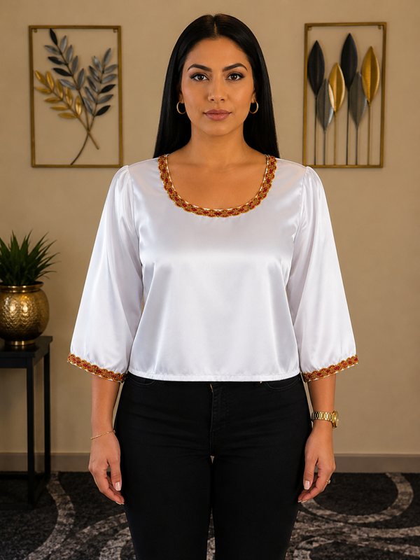 Haut en satin blanc