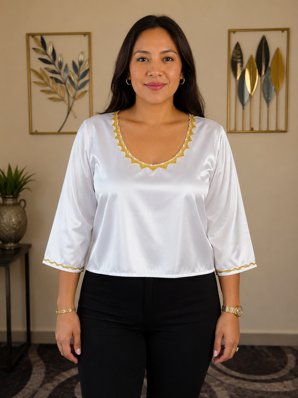 Haut en satin blanc