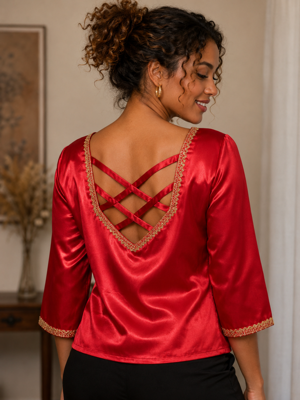 Body en satin rouge
