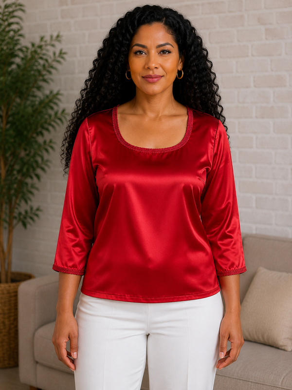 Haut  en satin rouge