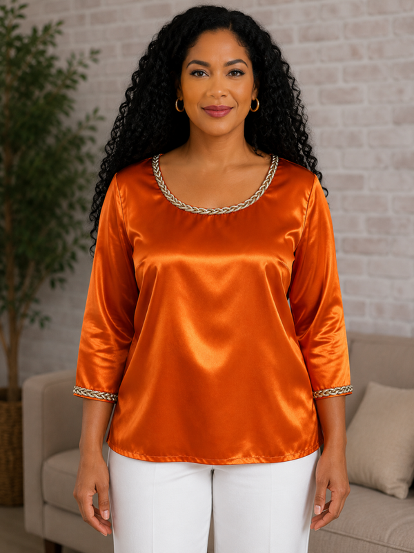 Haut en satin orange