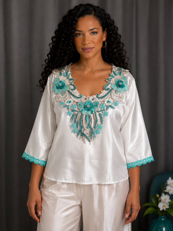 Haut en satin blanc