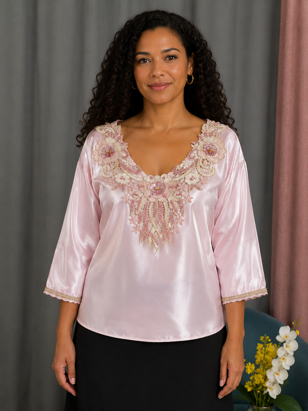 Haut satiné rose Poudré
