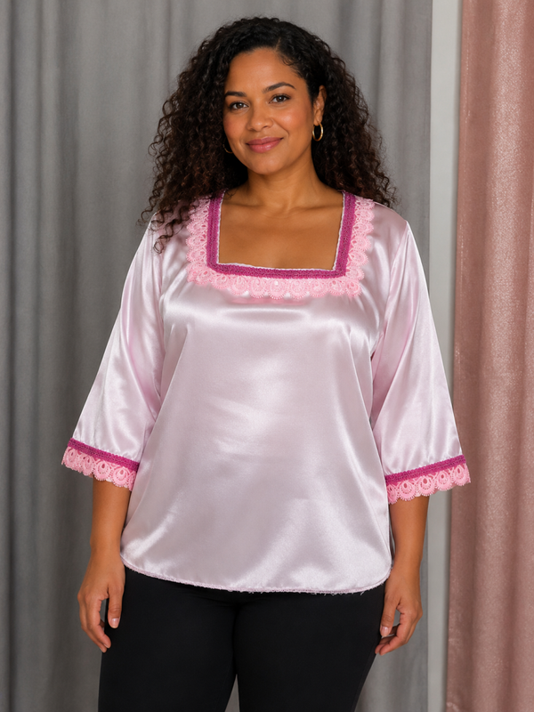 Haut en satin rose brillant