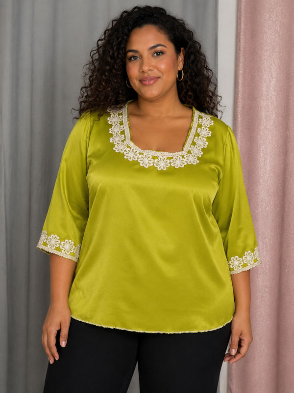 Haut en satin vert anis