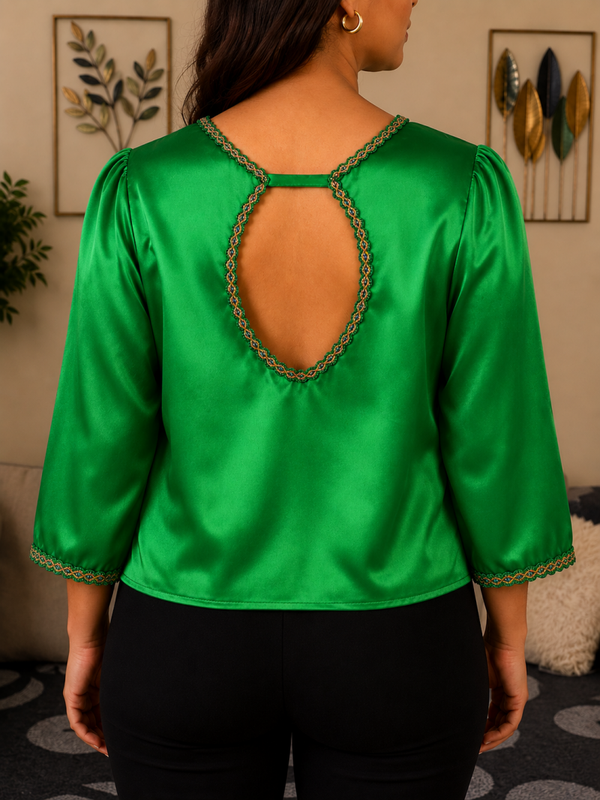 Haut en satin vert