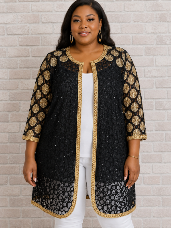 gilet en dentelle noir/doré