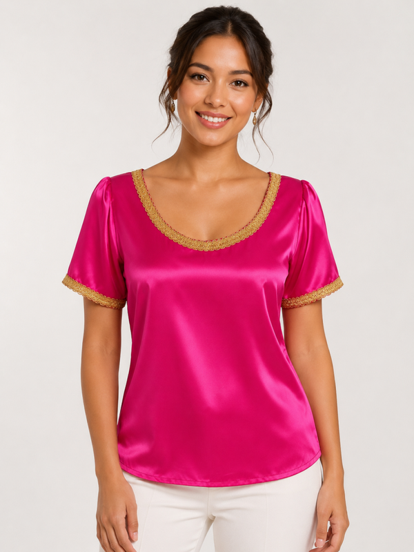 Haut en satin fuchsia