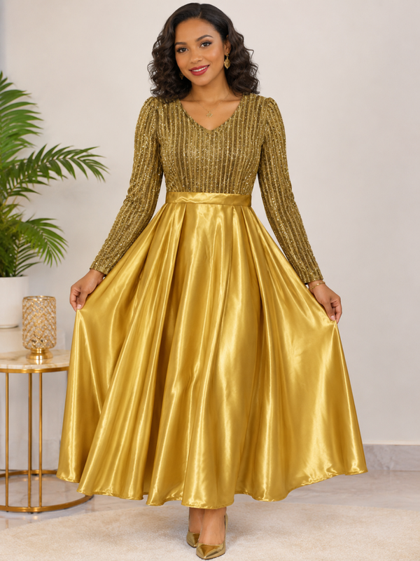 Robe dorée de soirée