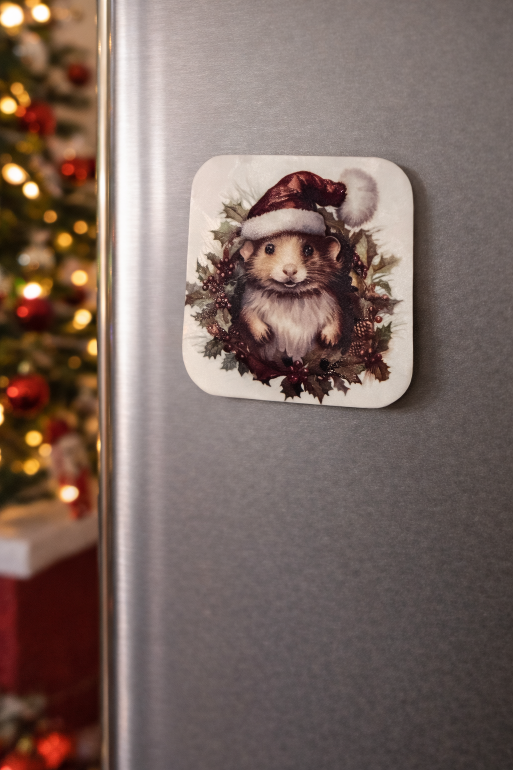 Kerstmagneet met hamster