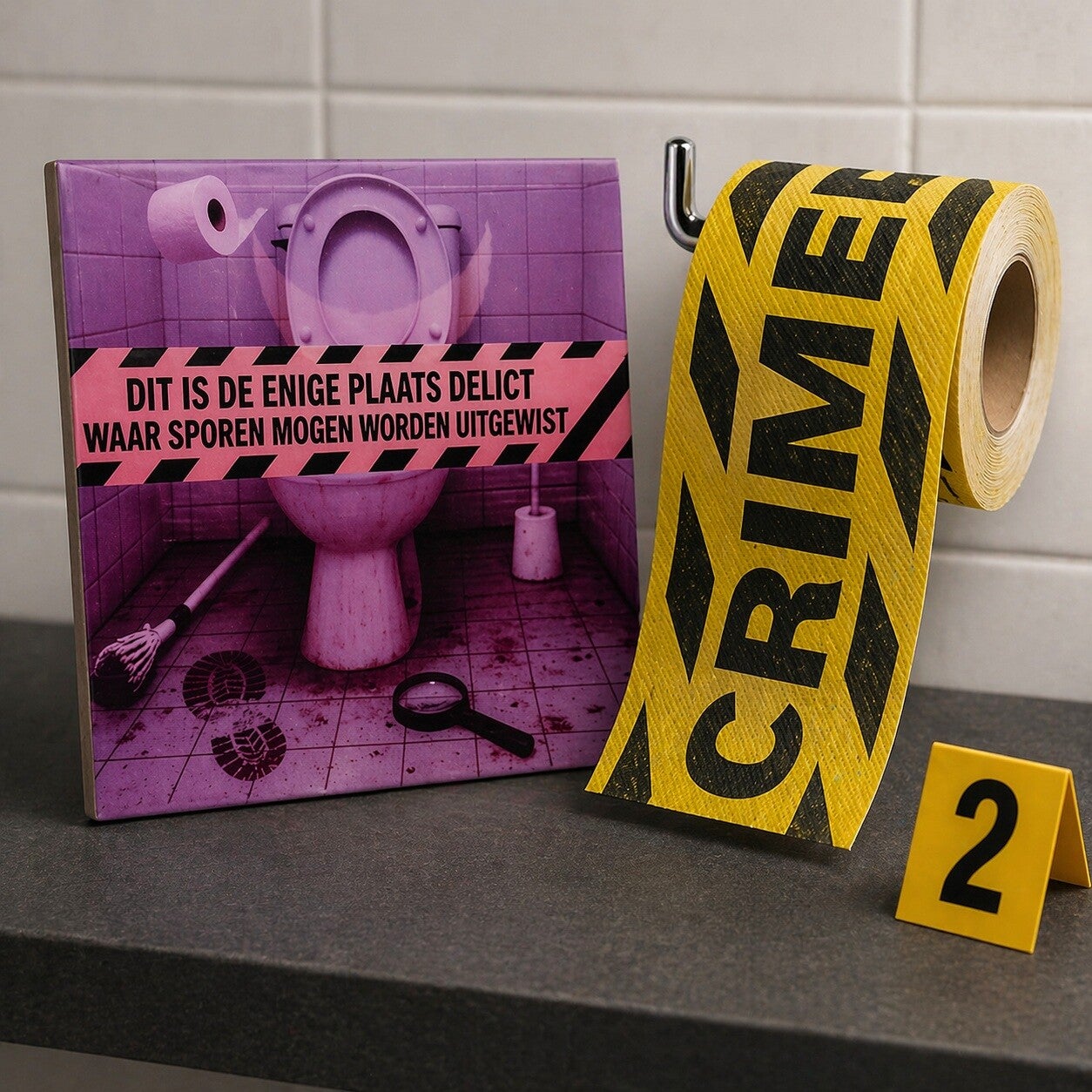Crime Scene Cadeauset WC Rol en Tegeltje