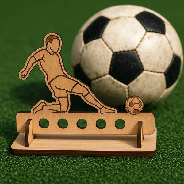 Houten geldhouder cadeau voetbal