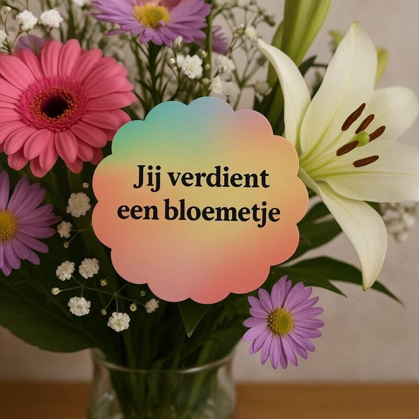 Stickers bloemvorm “Jij verdient een bloemetje”
