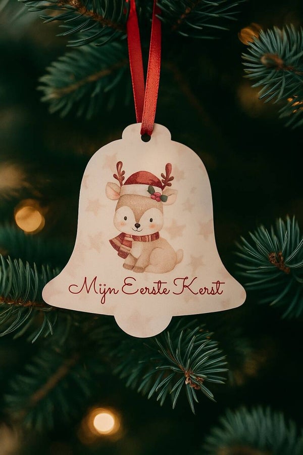 Bedrukte houten kerstbellen