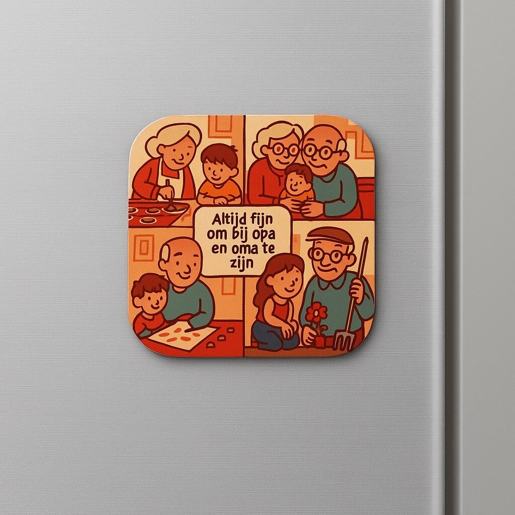 Houten Magneet – Altijd fijn om bij opa en oma te zijn