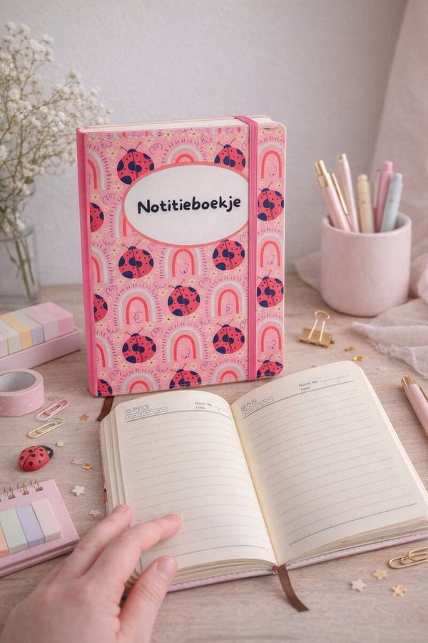 Notitieboekje met lieveheersbeestjes