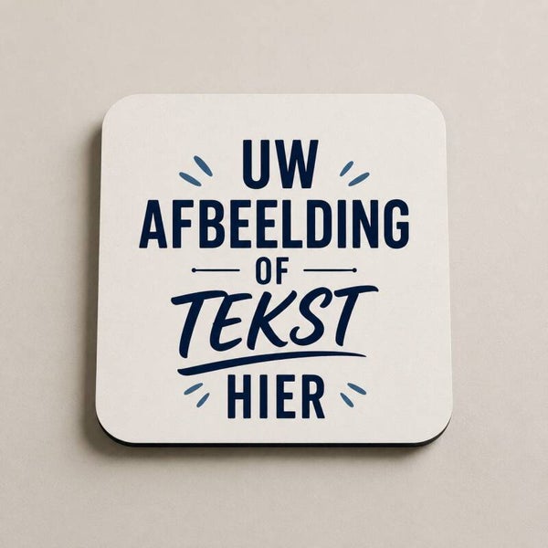 Persoonlijke Onderzetter met Eigen Foto of Tekst – Set van 6 Inclusief Houder