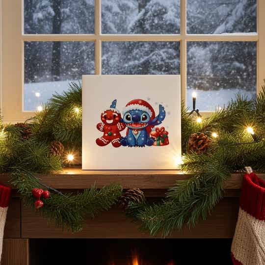 Stitch Kerstman Tegeltje