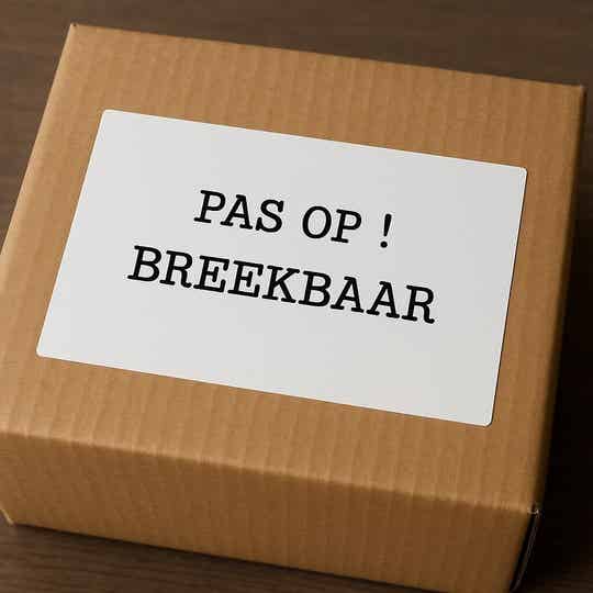 Waarschuwingssticker Pas Op! Breekbaar