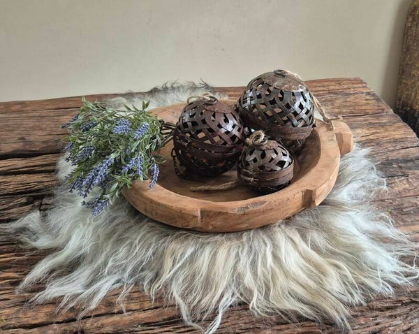 Metalen deco bollen set