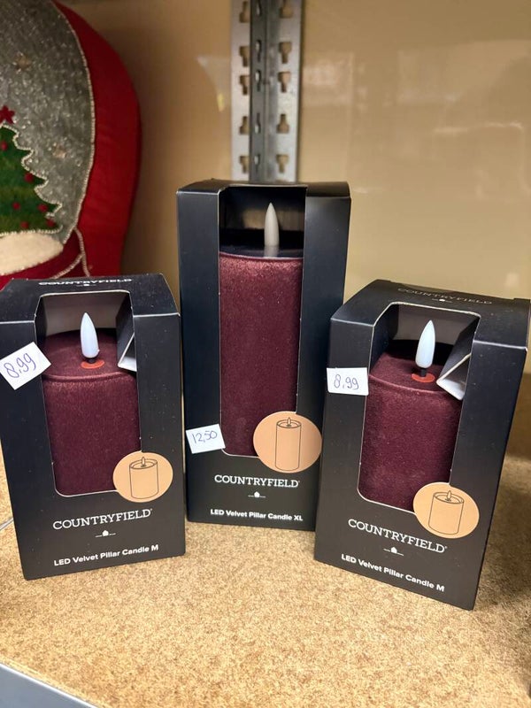 velvet led kaars rood / burgundy