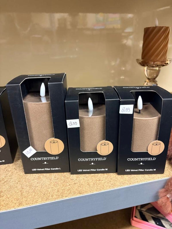 velvet led kaars beige / taupe