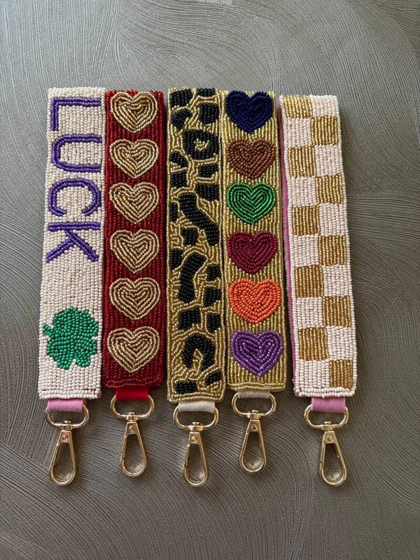 Bag charm lang met kraaltjes