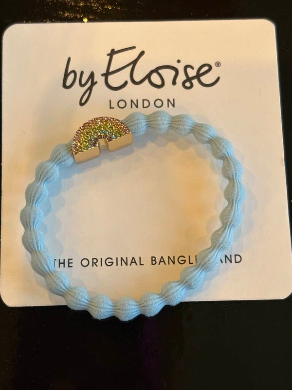 LICHT BLAUW MET REGENBOOG BY ELOISE LONDON HAAR ELASTIEK /  ARMBANDJE