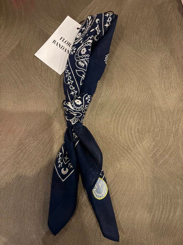 Flora bandana sjaaltje diep donker blauw