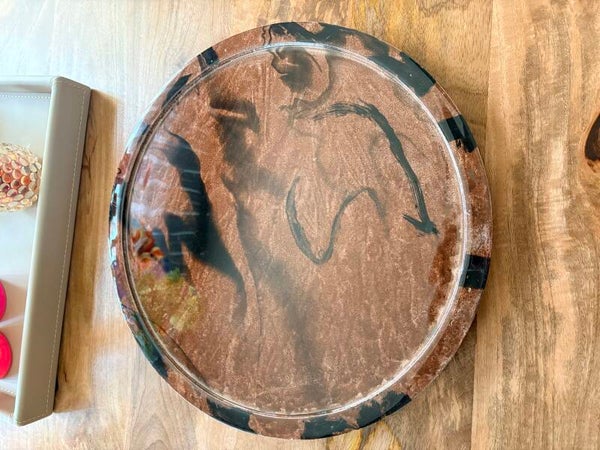 Rond dienblad bruin marble look  colmore