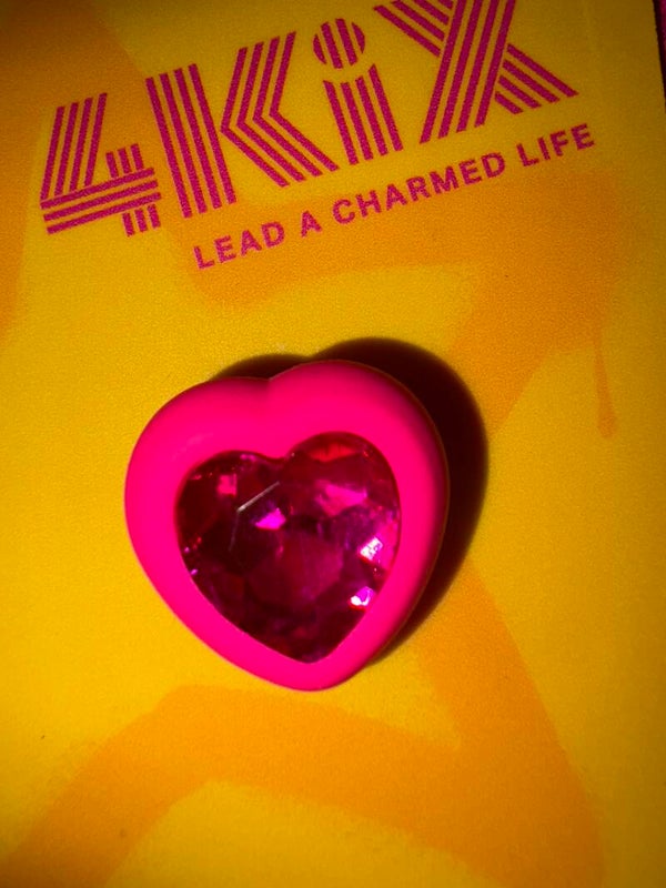 Roze hart met steen charm 4kix