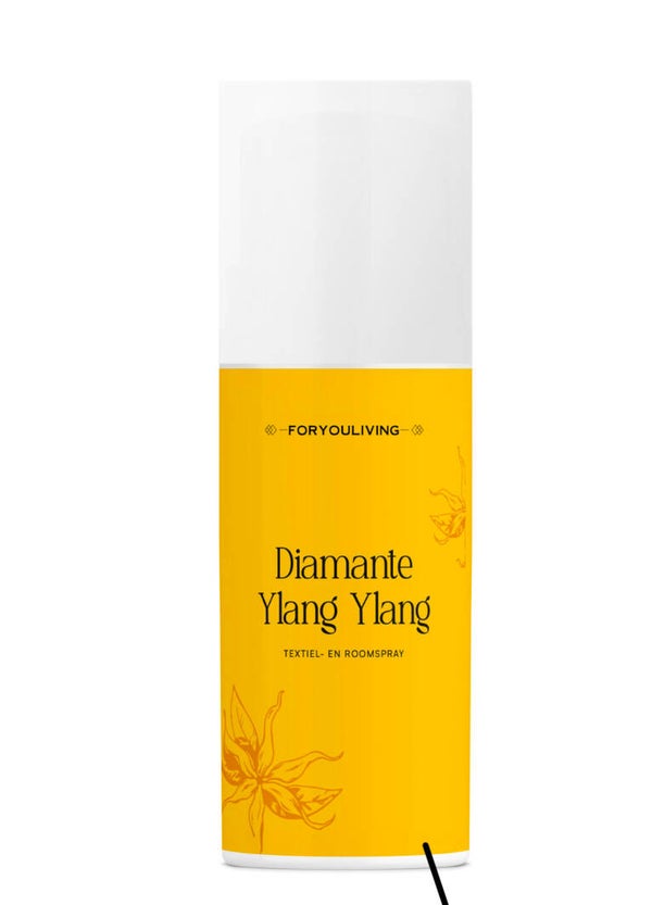 Foryouliving – Textielspray Diamante Ylang Ylang – Roomspray – Interieurspray – Textielverfrisser – Kleding verfrisser – 400ml