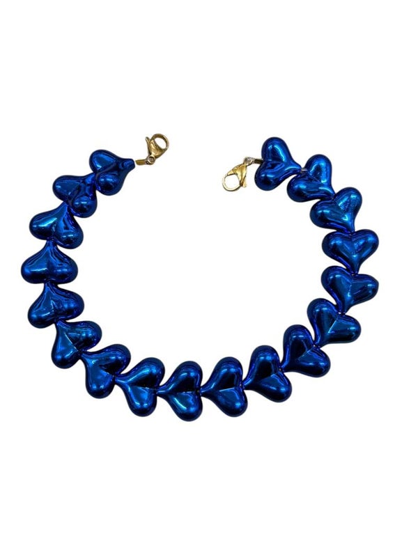 Hearts Phone cord  Blauw metallic