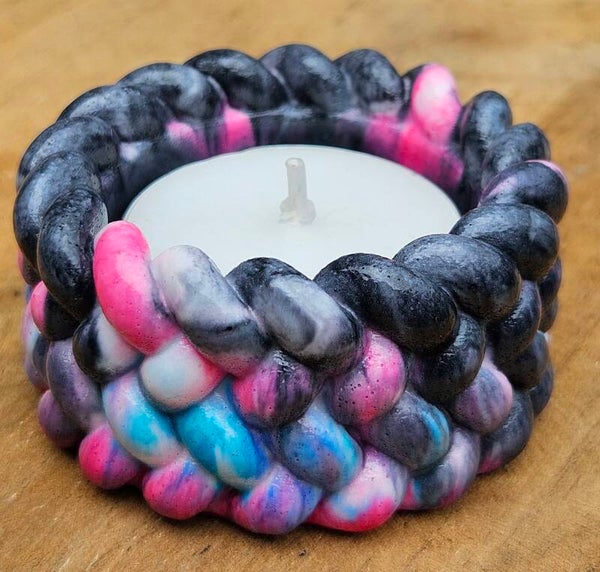 "Waxinelichthouder Knitted" Multicolor 2