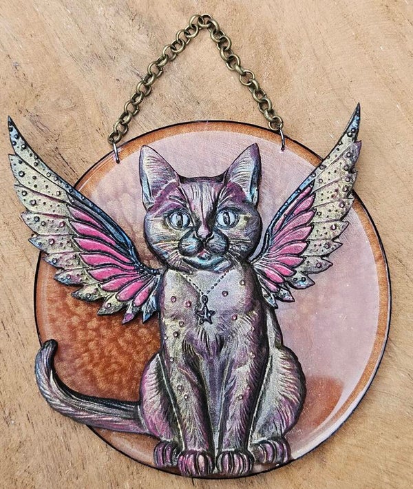"Purrrfect Kitty" Hanger Rond Brons