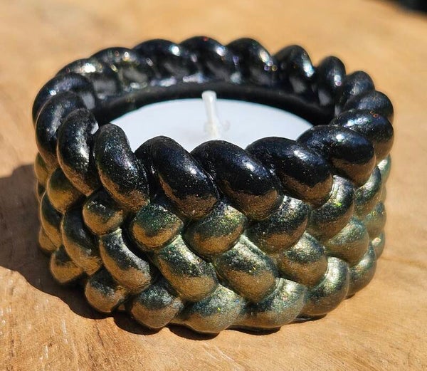 "Waxinelichthouder Knitted" Multicolor Metallic