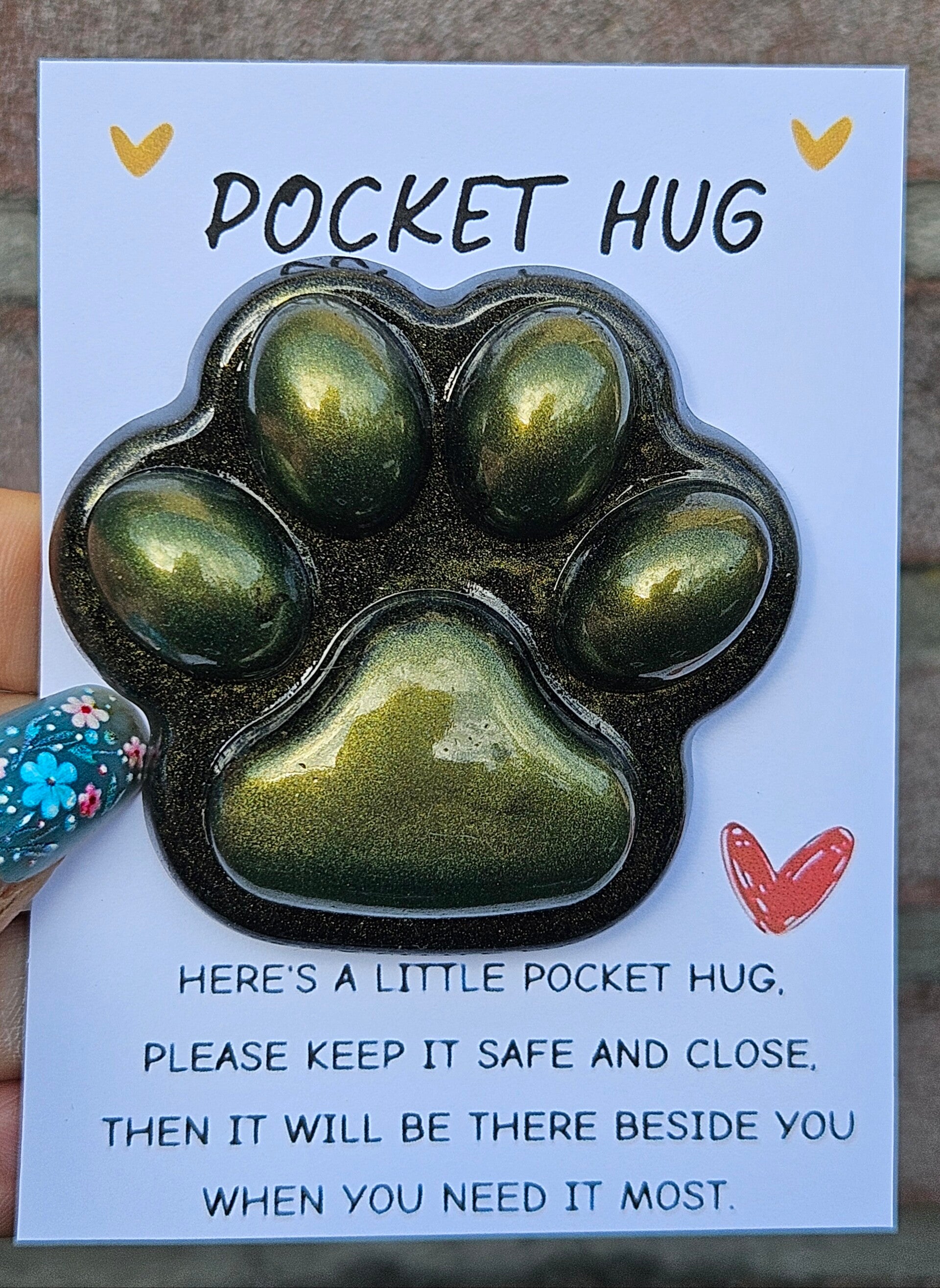 "Pocket Hug"Paw Print Groot Groen