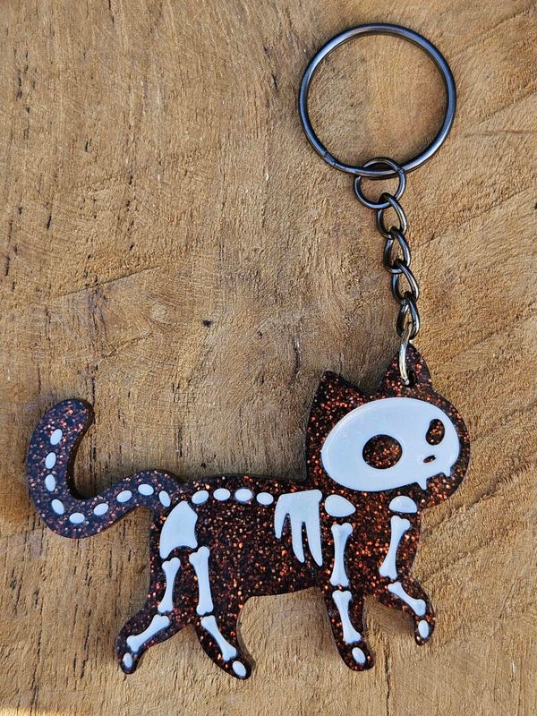 "Skeleton Kitty" Walking Bruin Glitter