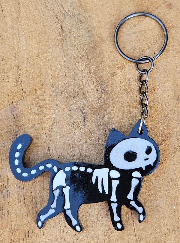 "Skeleton kitty" Walking Zwart Wit