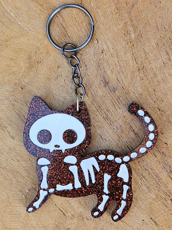 "Skeleton Kitty" Happy Bruin Glitter