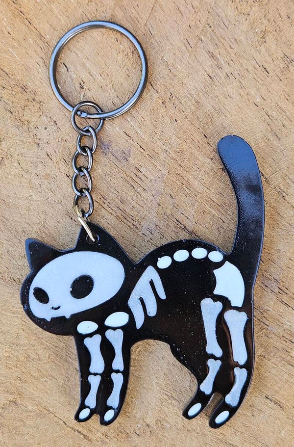 "Skeleton Kitty" Angry Zwart