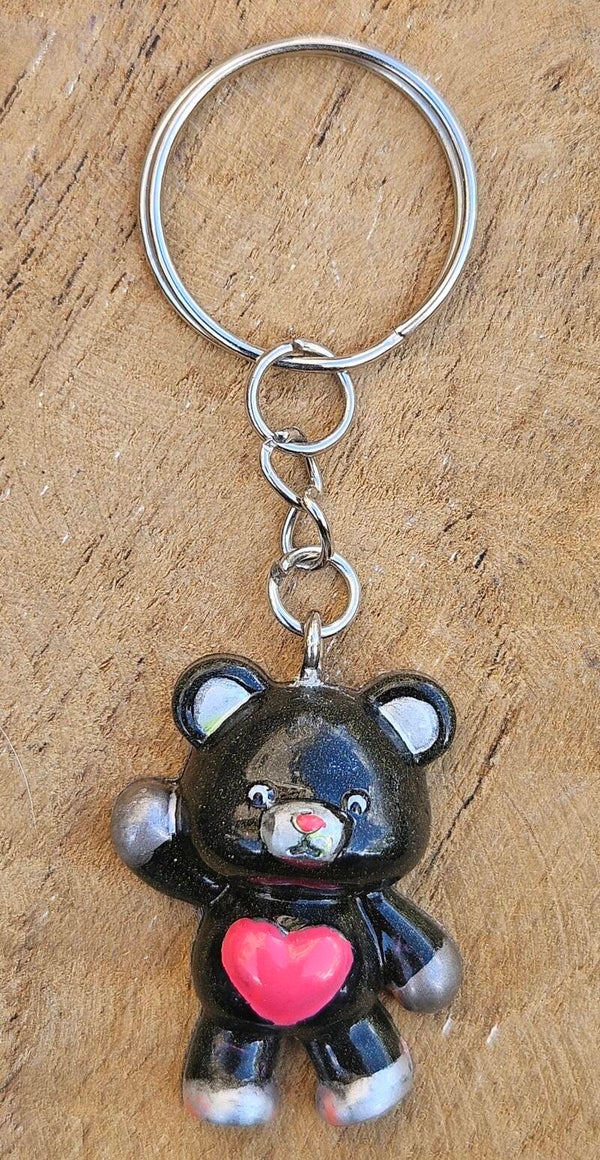 "Beertje" Sleutelhanger Hart Zwart 1