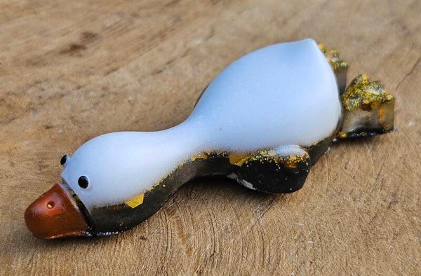 "Gilbert de Gans" Magneet Klein Glitter Wit