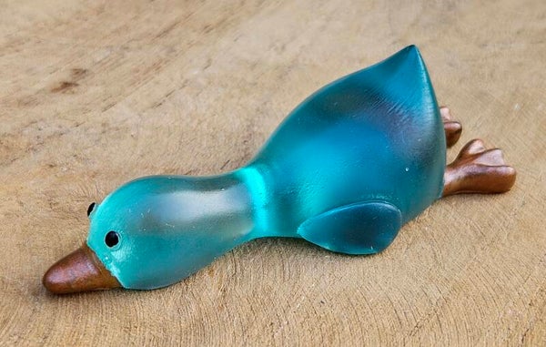 "Gilbert de Gans" Groot Liggend Transparant Blauw